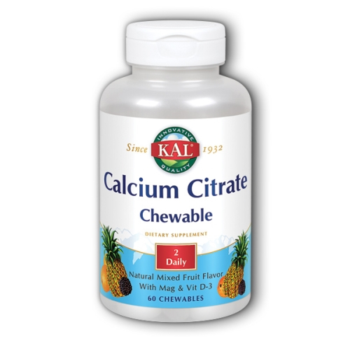 Suplemento Kal Citrato De Calcio Plus Mezcla De Frutas, 60 Unidades Masticables - Venta Internacional.