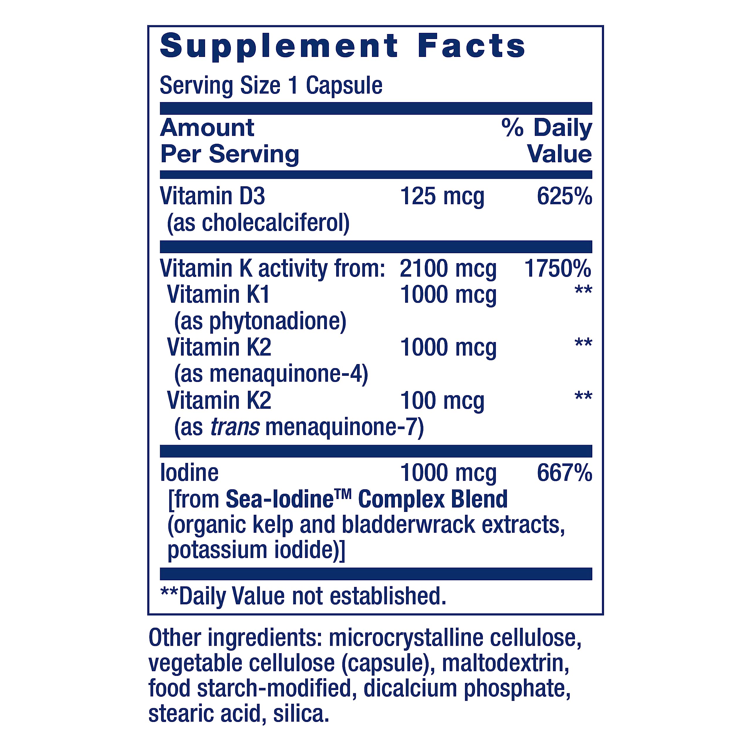 Foto 3 pulgar | Suplemento Vitaminas D y K Life Extension con Yodo Marino 60 Cápsulas - Venta Internacional
