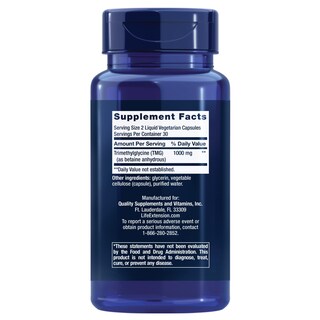 Foto 2 | Suplemento Life Extension Tmg 500 Mg Para La Salud Del Corazón - Venta Internacional.