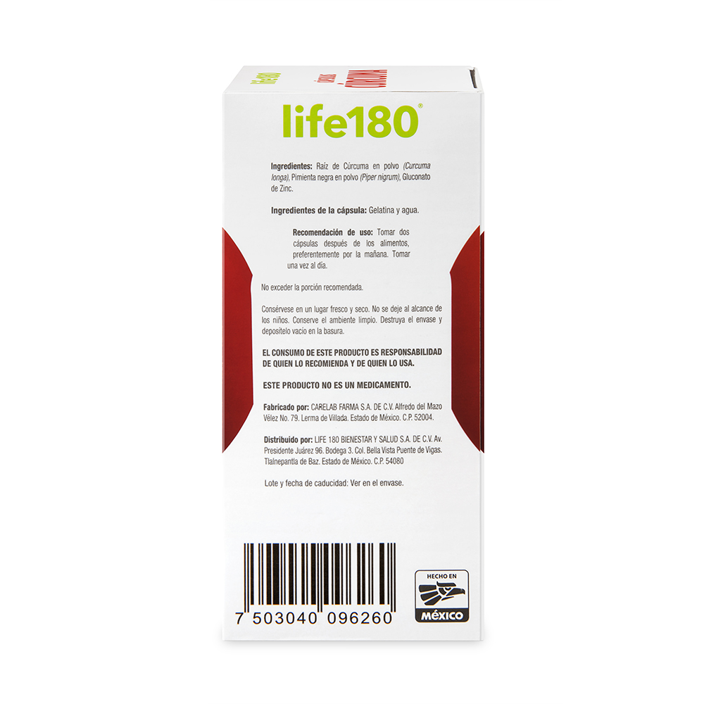 Foto 4 | Life180 Cápsulas Cúrcuma Pimienta Negra Y Zinc