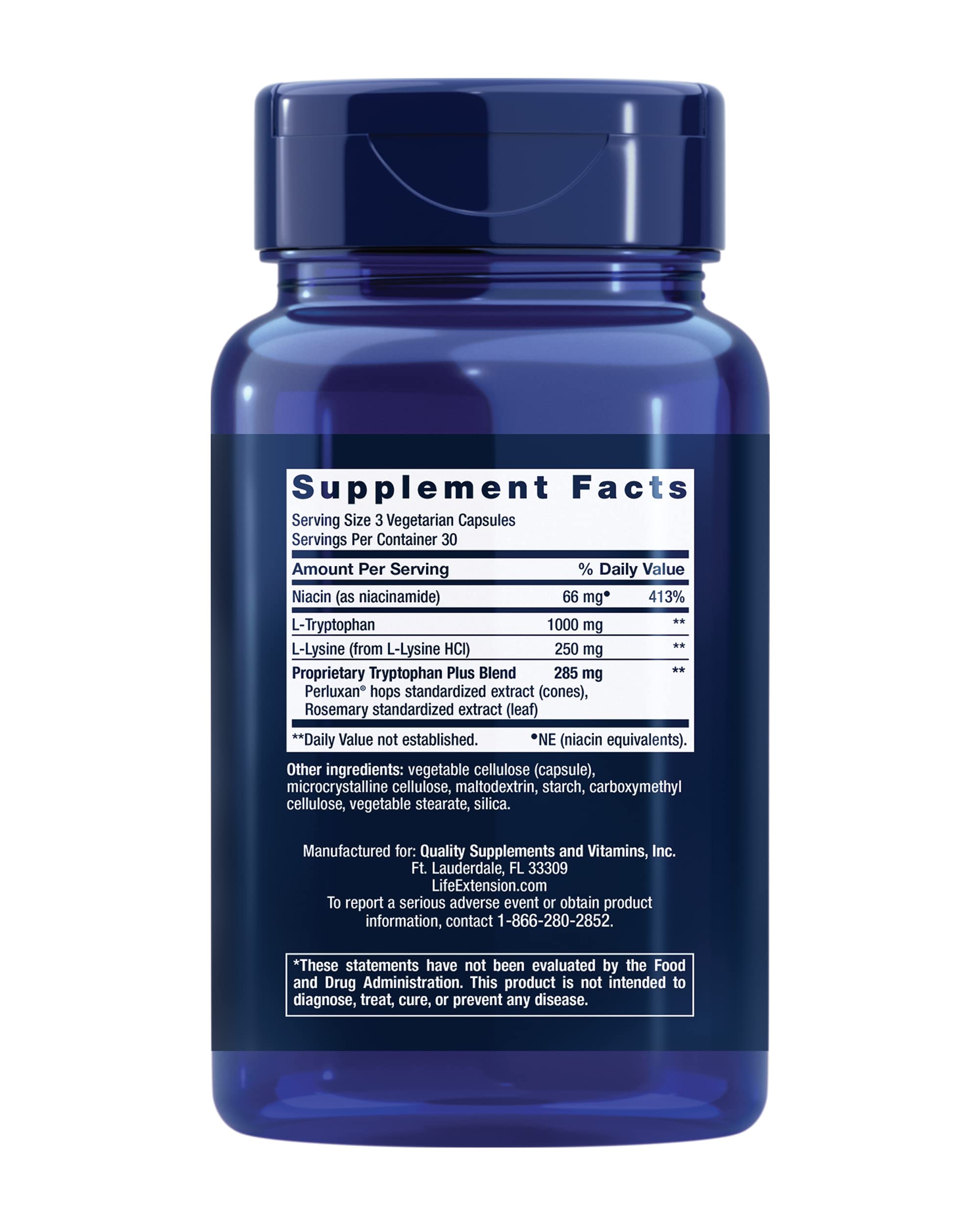 Foto 3 pulgar | Supplement Life Extension Optimized Triptophan Plus 1000 Mg - Venta Internacional.