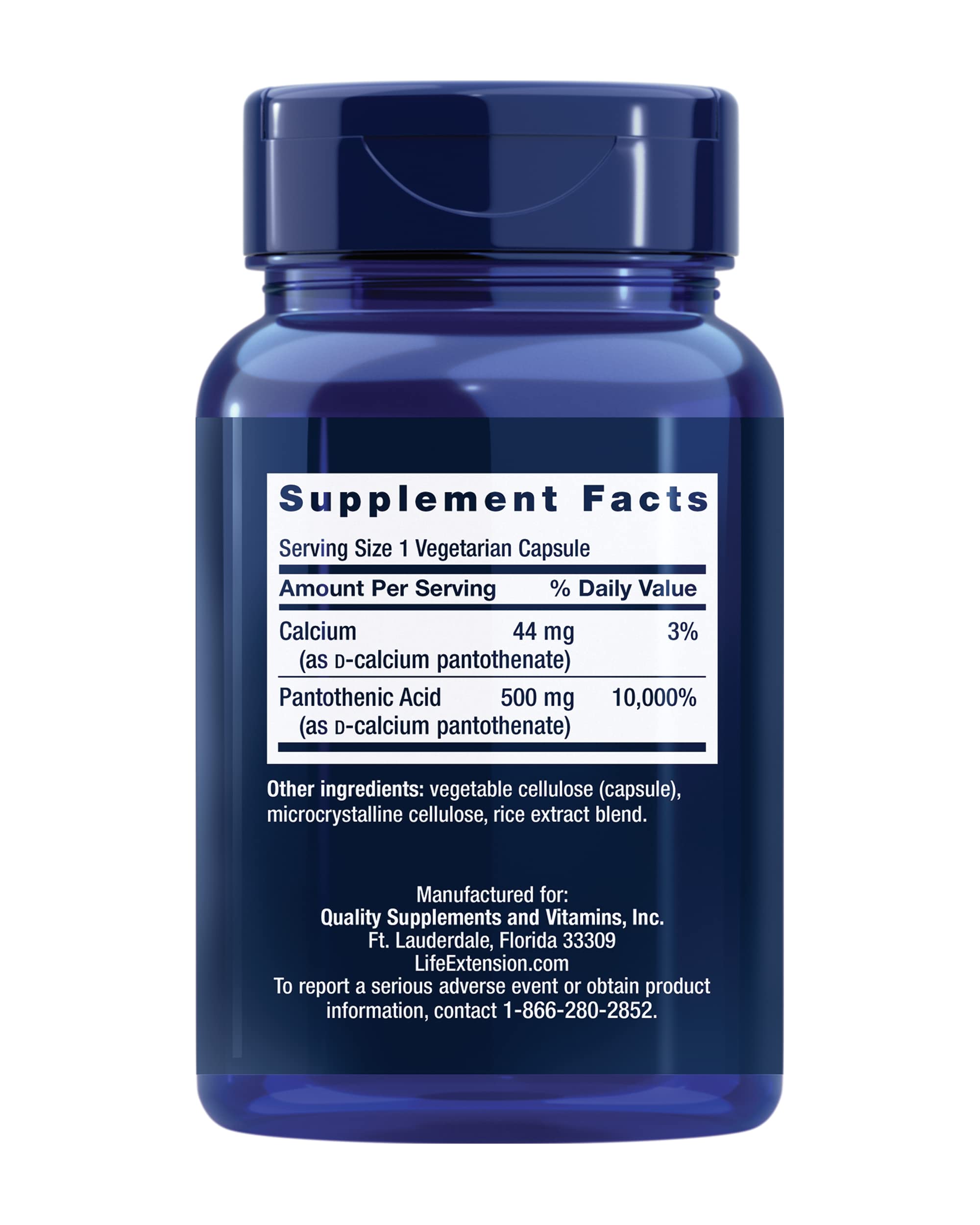 Foto 2 | Vitamina B5, Ácido Pantoténico, 500 Mg Con Calcium Life Extension - Venta Internacional.
