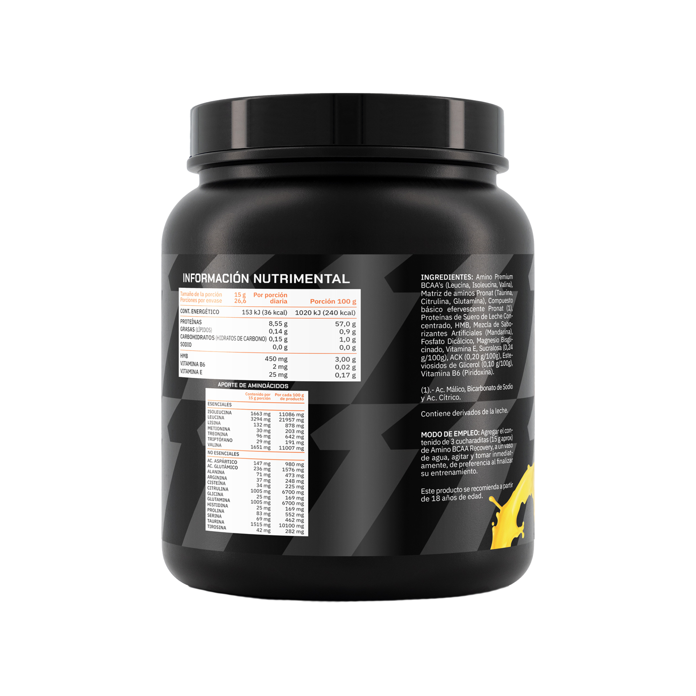 Foto 4 pulgar | Suplemento Amino Bcaa Recovery Prowinner Sabor Mandarina 400 G