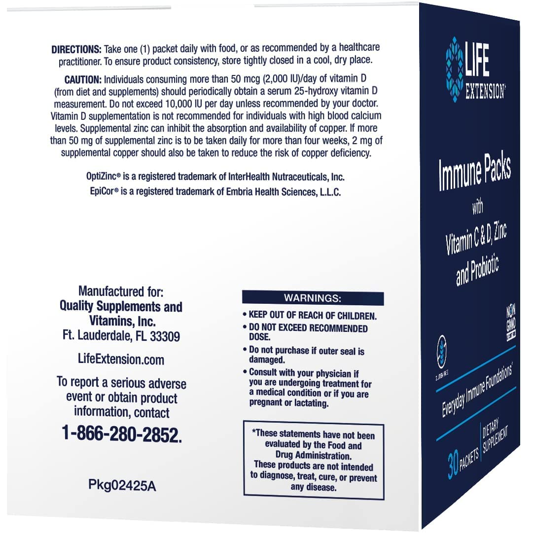 Foto 3 pulgar | Suplemento Life Extension Immune Packs Vitamina C Y D Zinc - Venta Internacional