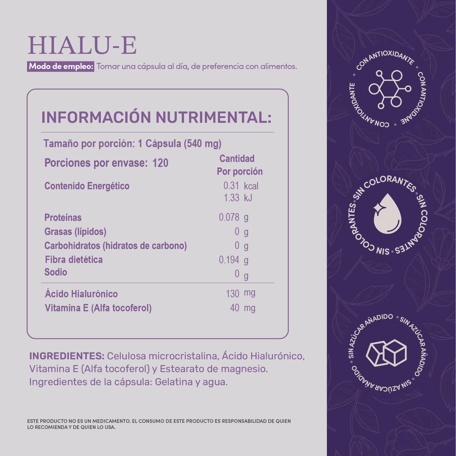 Foto 4 pulgar | Suplemento Ácido Hialurónico Vitamina E Life 360+ Hialu-e 120 Cápsulas
