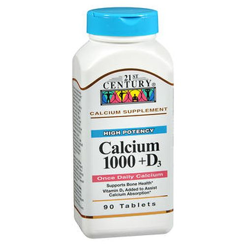 Suplemento 21st Century Calcium 1000 + D3 90 Comprimidos - Venta Internacional.