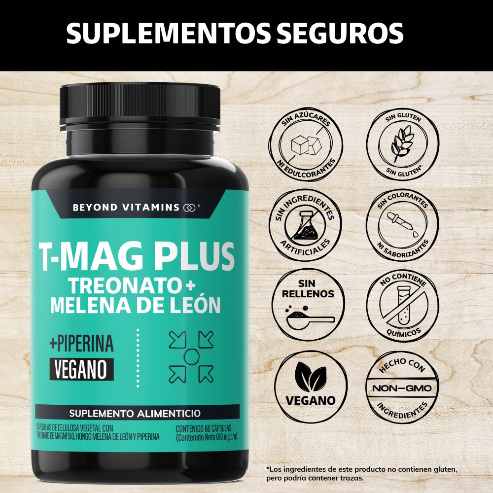 Foto 2 | Suplemento Alimenticio T-mag Plus Treonato + Melena de León  Beyond Vitamins 60 Cápsulas