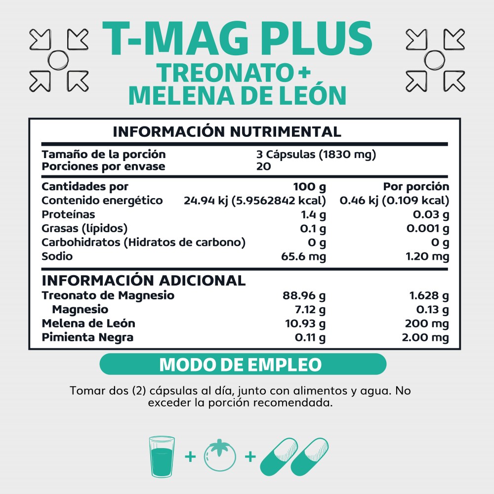 Foto 4 pulgar | Suplemento Alimenticio T-mag Plus Treonato + Melena de León  Beyond Vitamins 60 Cápsulas