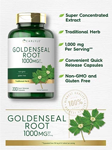 Foto 4 pulgar | Suplemento Carlyle Goldenseal Root, Cápsulas de 1000 Mg 200 Unidades - Venta Internacional