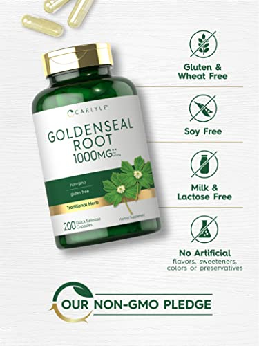 Foto 5 pulgar | Suplemento Carlyle Goldenseal Root, Cápsulas de 1000 Mg 200 Unidades - Venta Internacional