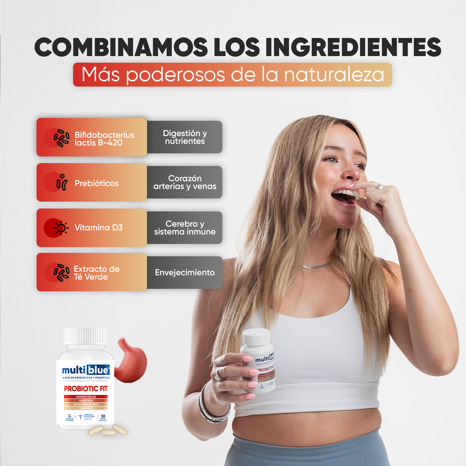 Foto 6 | Suplemento Multiblue Probiotic Fit 30 Cápsulas