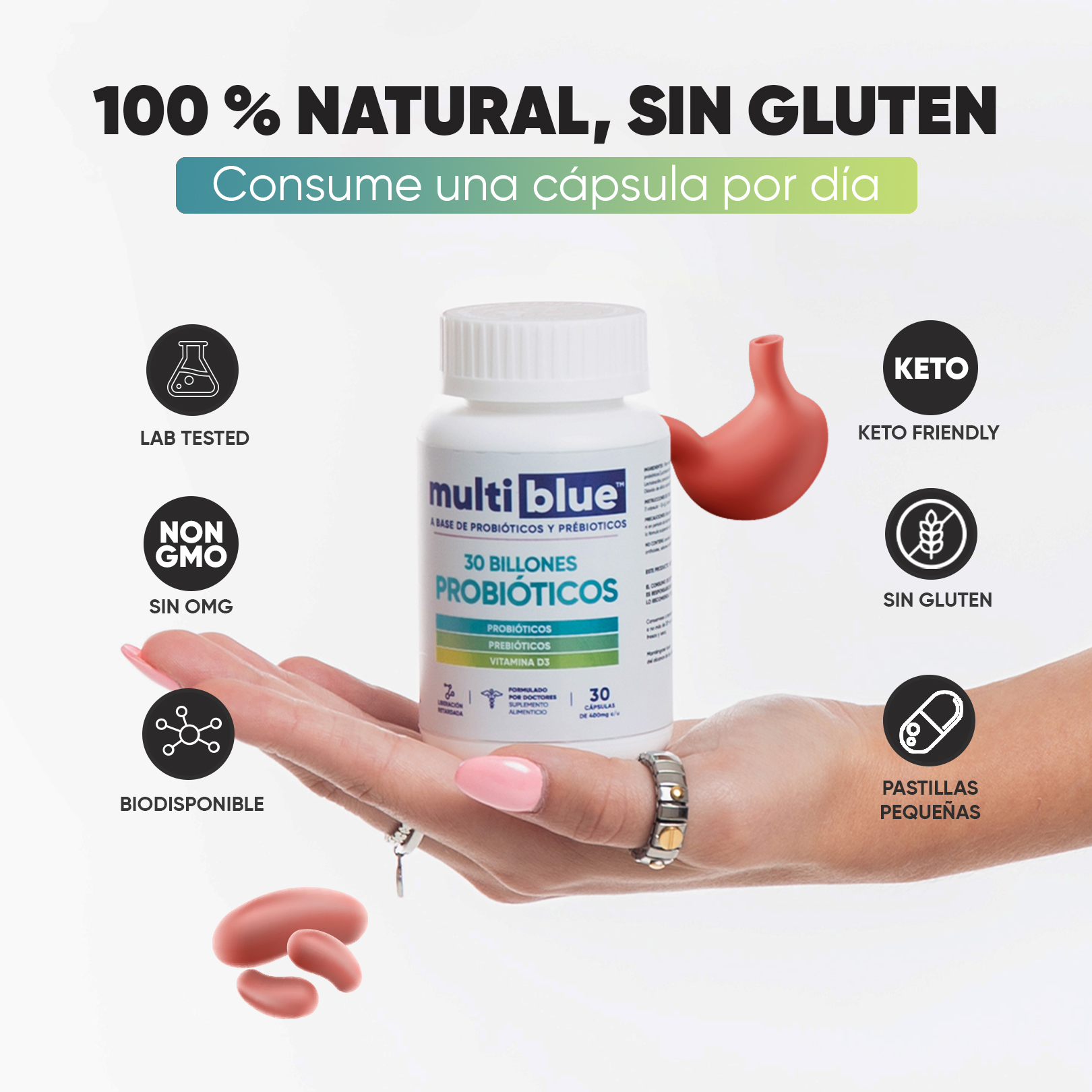 Foto 4 | Suplemento Multiblue 30 Billones Probióticos Fit 30 Cápsulas