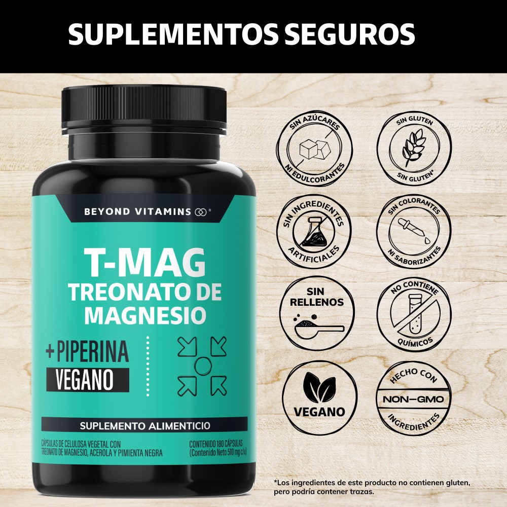 Foto 3 pulgar | Suplemento Alimenticio T-mag Treonato Magnesio Beyond Vitamins 180 Cápsulas