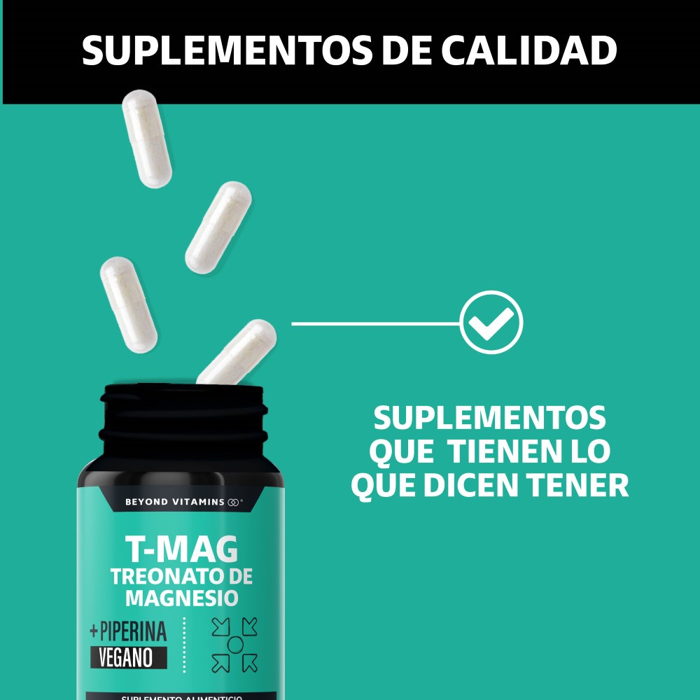 Foto 4 | Suplemento Alimenticio T-mag Treonato Magnesio Beyond Vitamins 180 Cápsulas