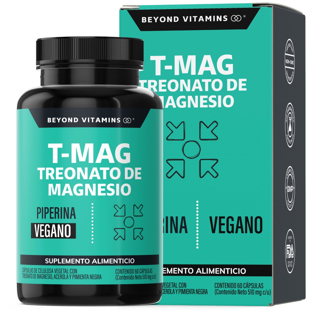 Suplemento Alimenticio T-mag Treonato Magnesio Beyond Vitamins 60 Cápsulas