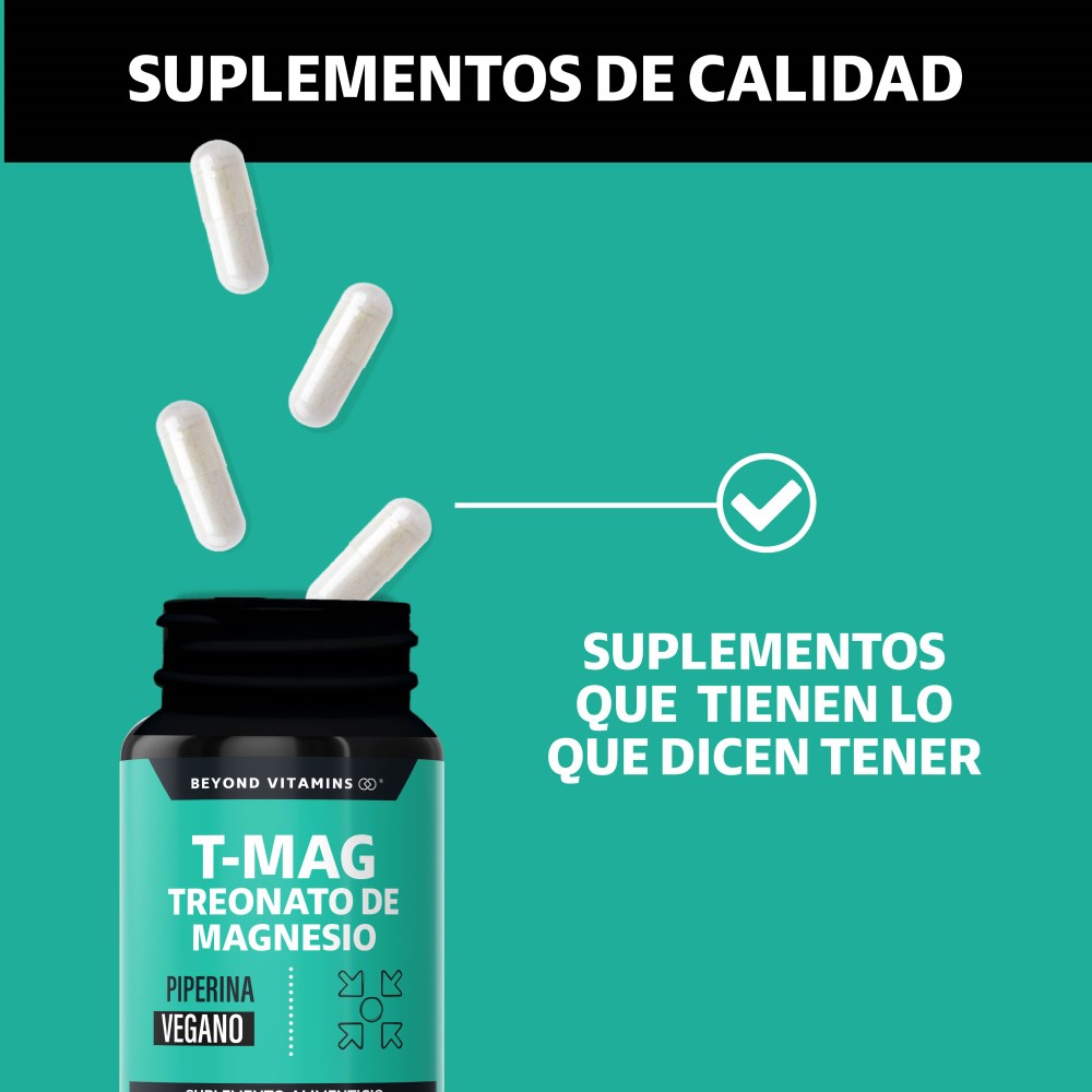 Foto 4 | Suplemento Alimenticio T-mag Treonato Magnesio Beyond Vitamins 60 Cápsulas