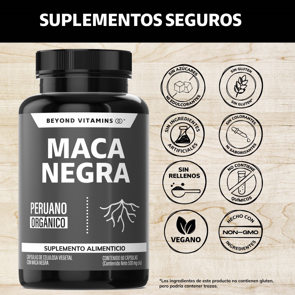 Foto 3 pulgar | Suplemento Alimenticio Maca Peruana Negra Beyond Vitamins 60 Cápsulas