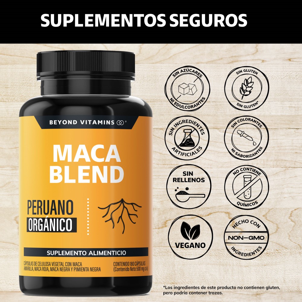 Foto 3 pulgar | Suplemento Alimenticio Maca Blend Beyond Vitamins 180 Cápsulas