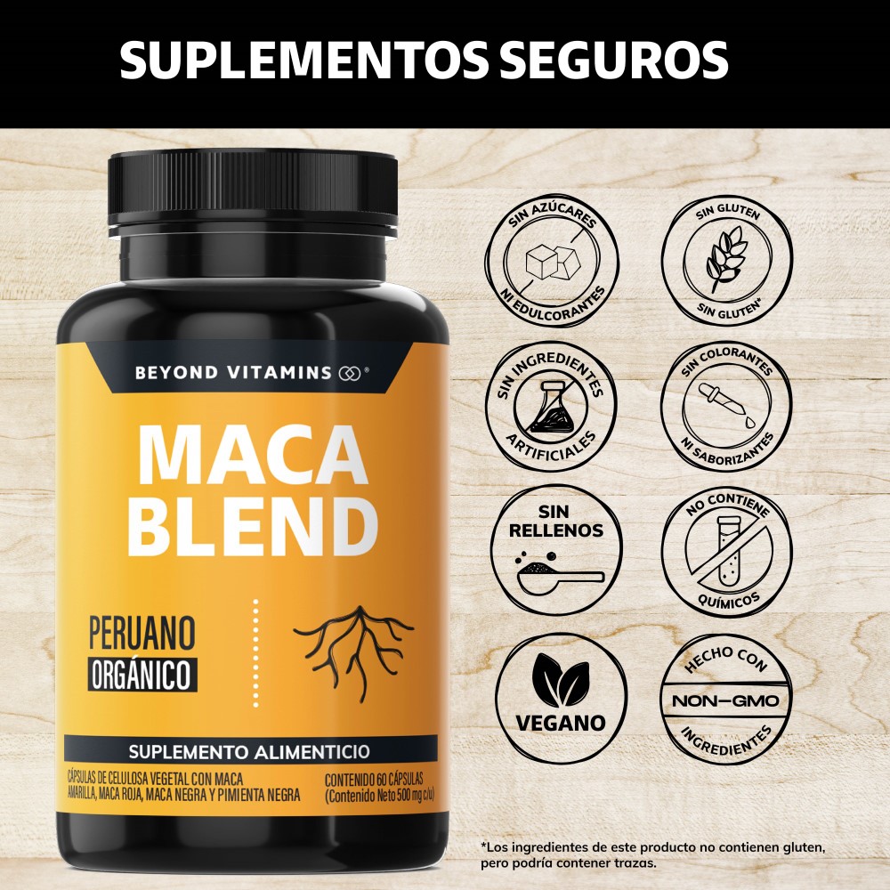 Foto 3 pulgar | Suplemento Alimenticio Maca Blend Beyond Vitamins 60 Cápsulas