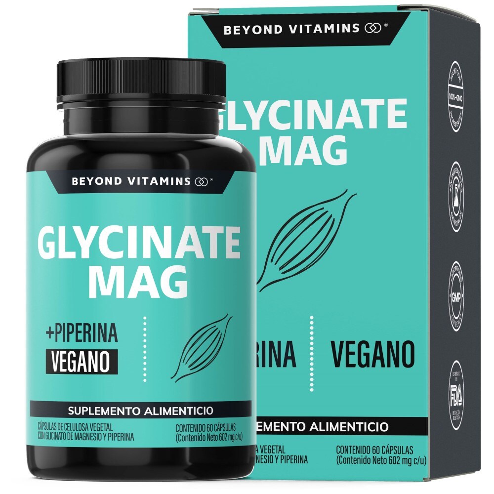 Suplemento Alimenticio Glicinato de Magnesio + Pimienta Negra  Beyond Vitamins 60 Cápsulas $399