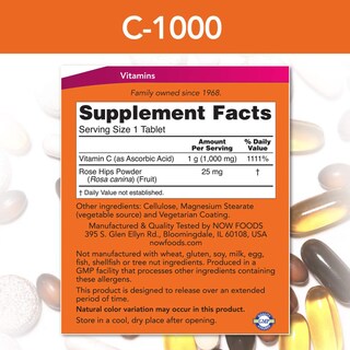 Foto 2 | Suplemento Now Con Vitamina C-1,000 Con Escaramujo 250 Comprimidos - Venta Internacional