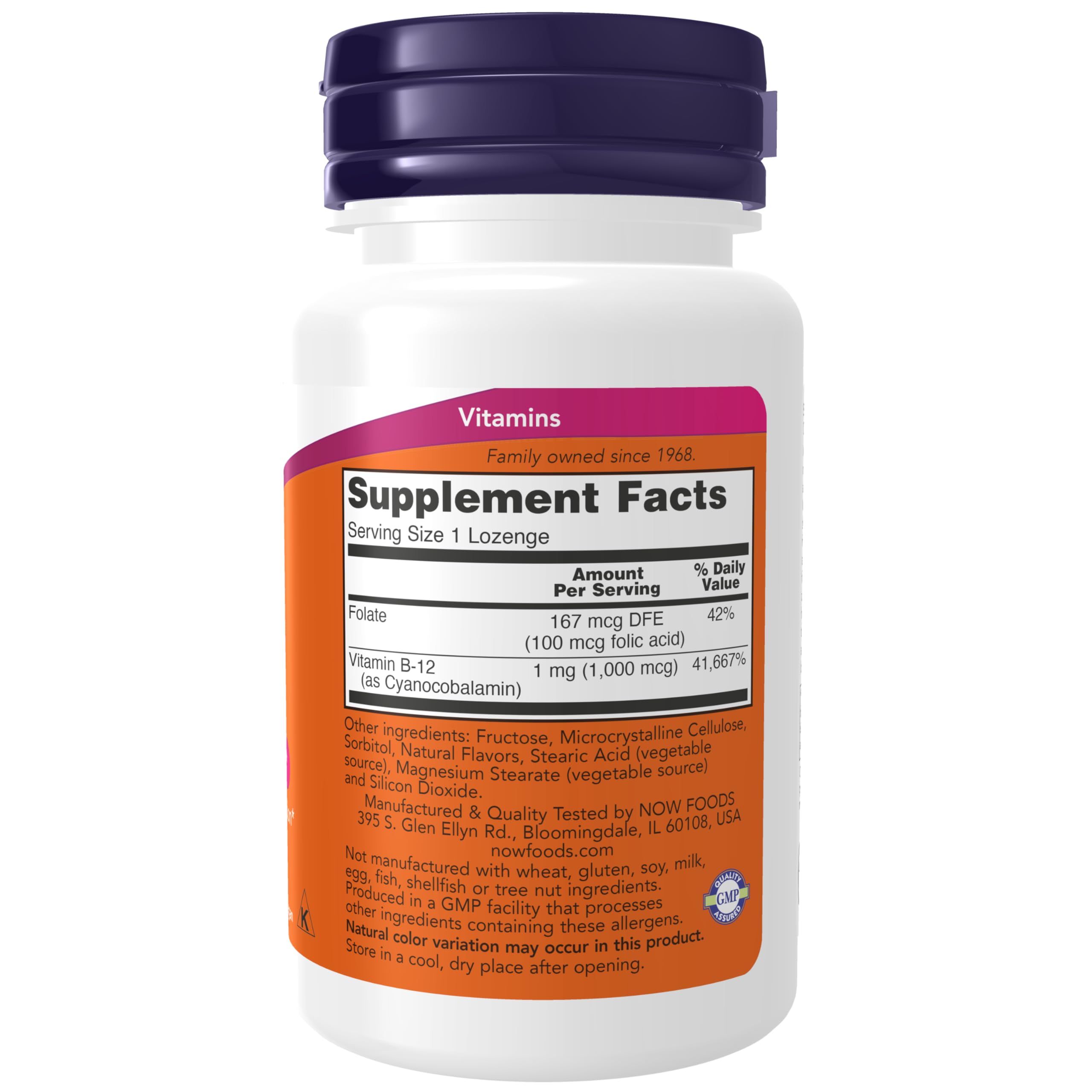 Foto 3 pulgar | Suplemento Now de Vitamina B-12 De 1000 MCG con Ácido Fólico 100% Masticable - Venta Internacional