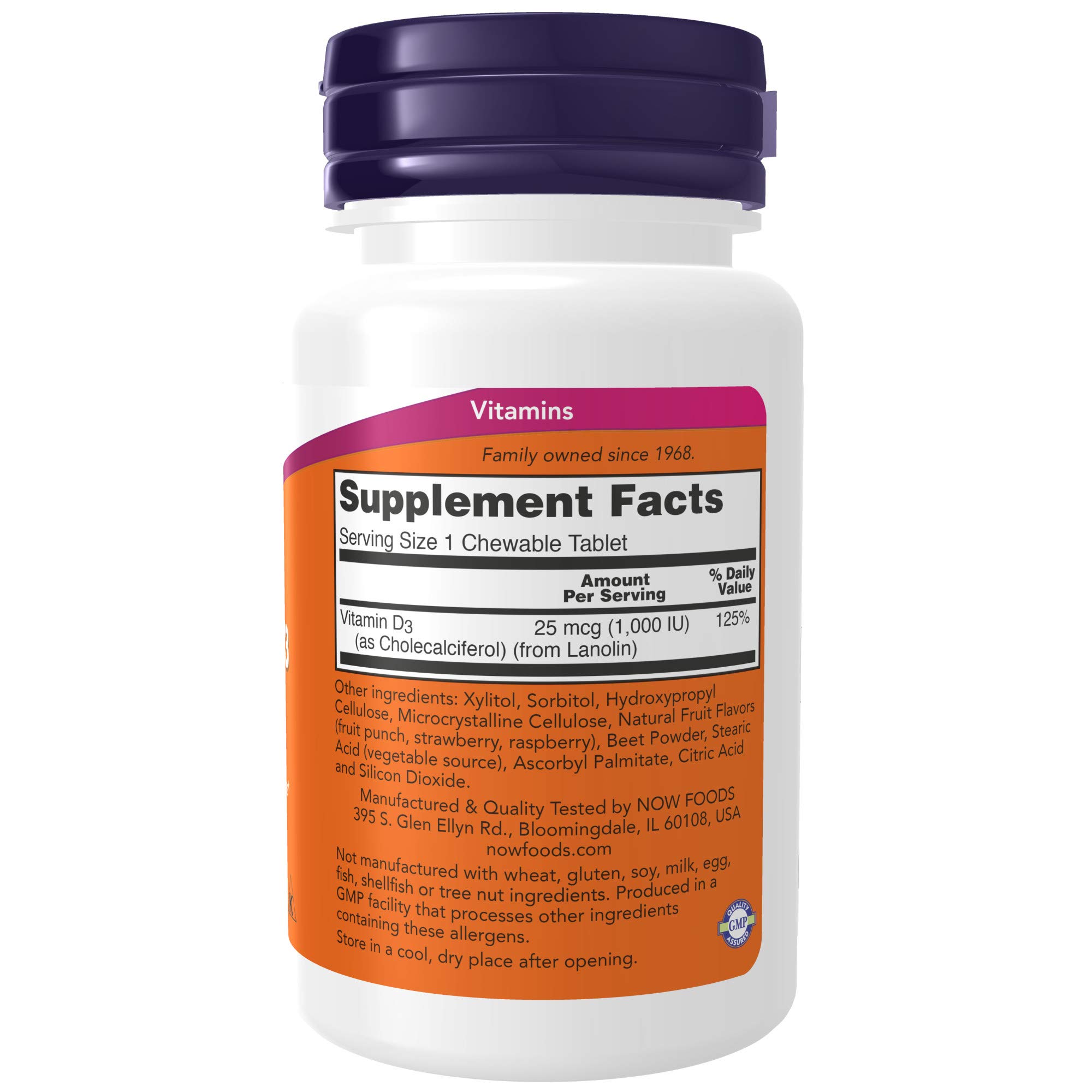 Foto 3 pulgar | Suplemento Now de Vitamina D-3 1000 UI 180 Comprimidos Masticables - Venta Internacional
