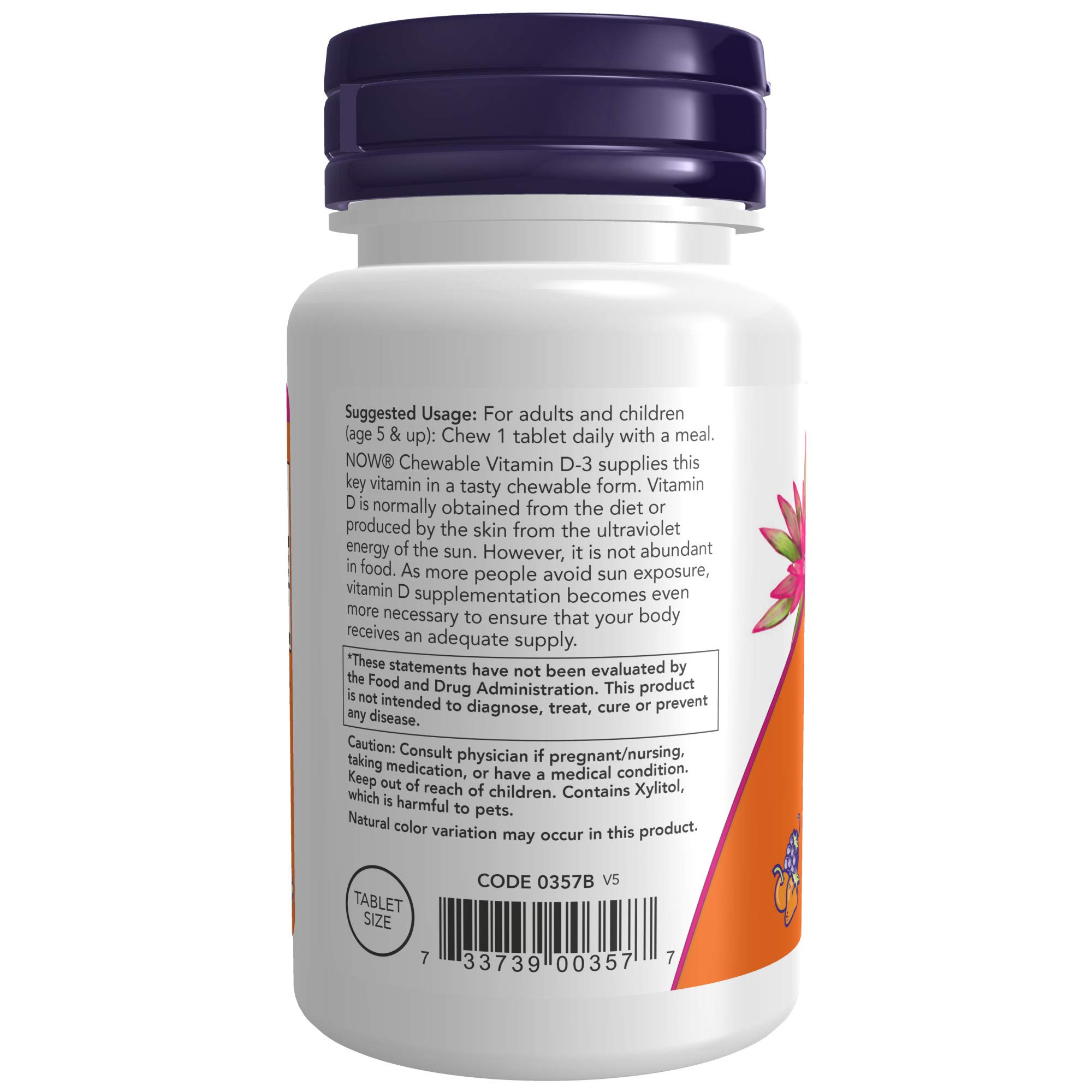 Foto 4 pulgar | Suplemento Now de Vitamina D-3 1000 UI 180 Comprimidos Masticables - Venta Internacional