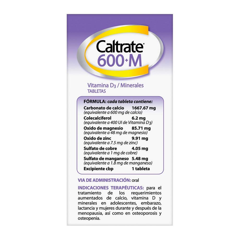 Foto 4 pulgar | Suplemento Caltrate 600 +M 30 Tabletas