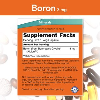 Foto 2 | Suplemento Now Boron 3 Mg Soporte Estructural 250 Cápsulas Vegetales - Venta Internacional
