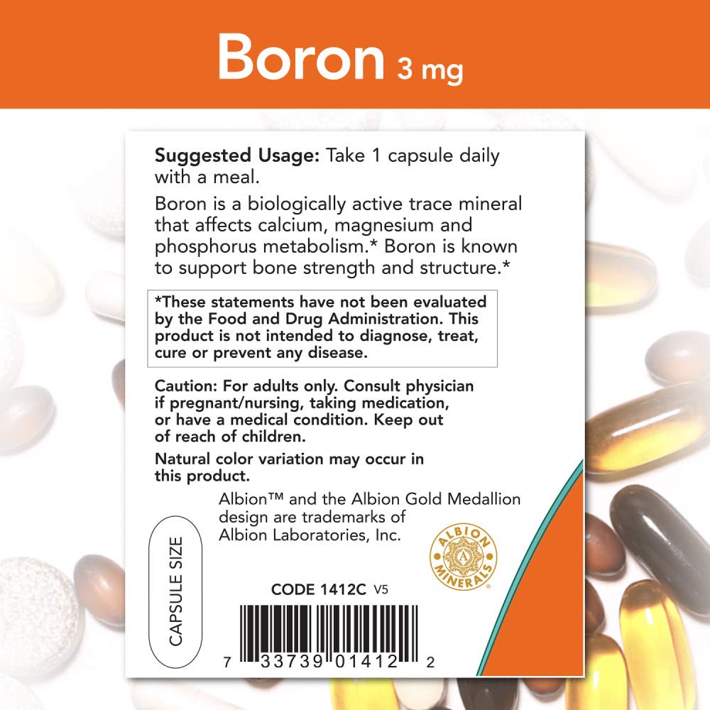 Foto 4 pulgar | Suplemento Now Boron 3 Mg Soporte Estructural 250 Cápsulas Vegetales - Venta Internacional