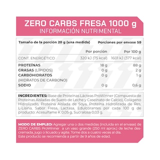 Foto 4 | Suplemento Zero Carbs Prowinner Sabor Fresa 1 kg