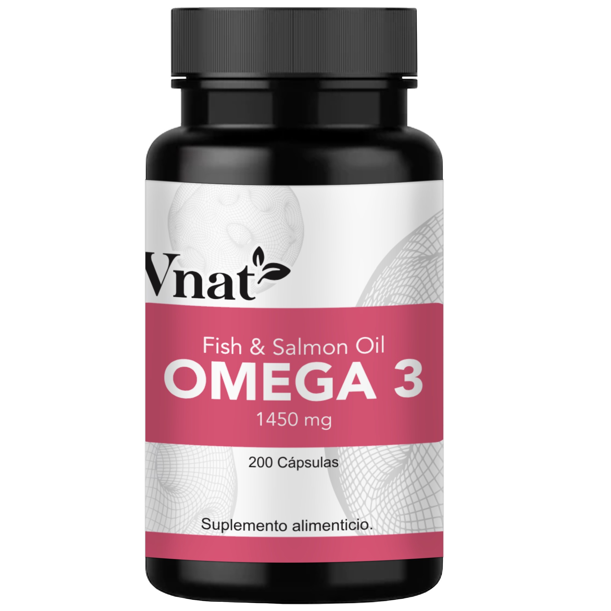 Foto 2 pulgar | Omega 3 Fish y Salmon Oil 1450mg Vnat 200 Cápsulas