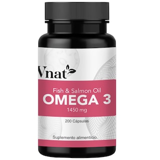 Foto 1 | Omega 3 Fish y Salmon Oil 1450mg Vnat 200 Cápsulas