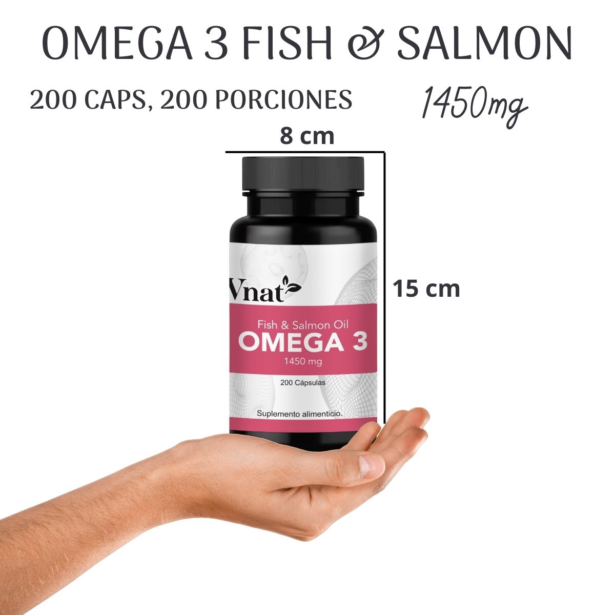 Foto 7 pulgar | Omega 3 Fish y Salmon Oil 1450mg Vnat 200 Cápsulas