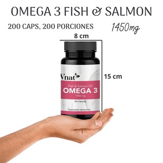 Foto 6 | Omega 3 Fish y Salmon Oil 1450mg Vnat 200 Cápsulas