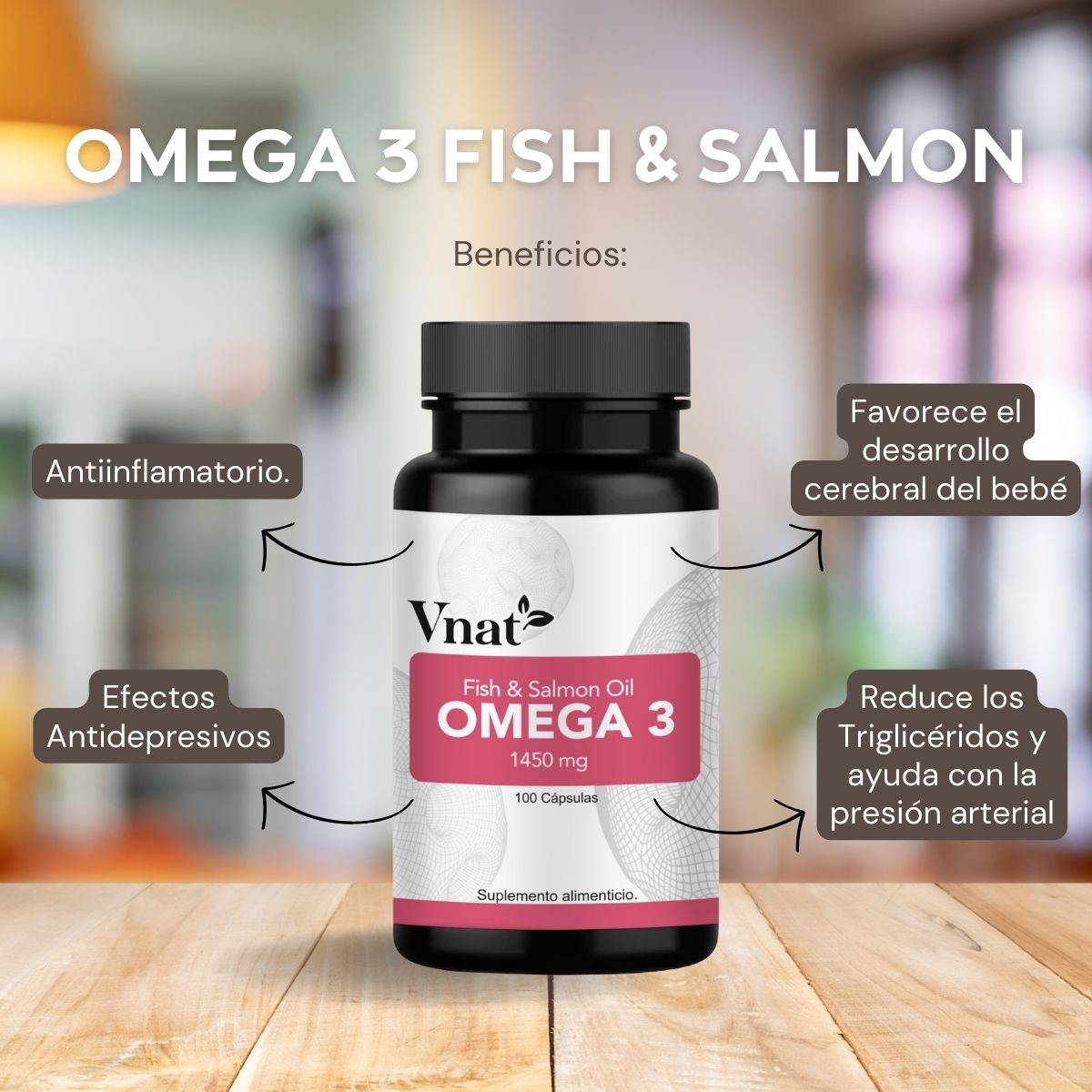 Foto 6 pulgar | Suplemento Vnat Omega 3 de 100 Cápsulas
