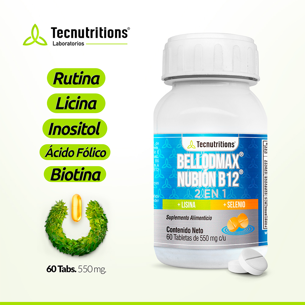 Foto 3 pulgar | Suplemento Tecnutritions Bellodmax Nubión B12 2 en 1