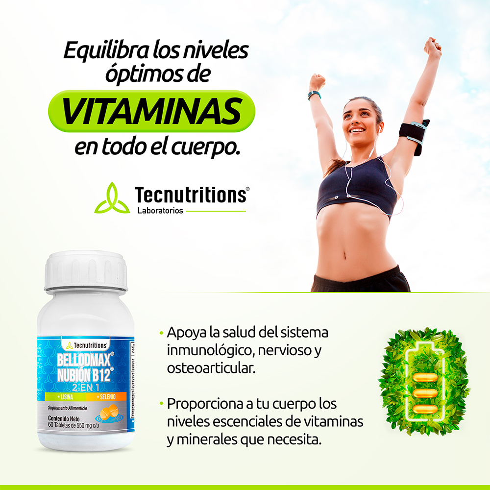 Foto 4 pulgar | Suplemento Tecnutritions Bellodmax Nubión B12 2 en 1