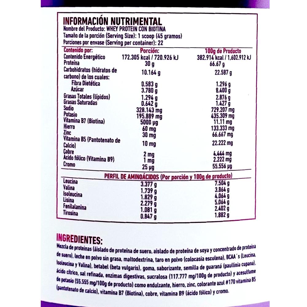 Foto 3 pulgar | Proteína Whey Biotina Taro Bariátrica 1 Kg - PROTGT