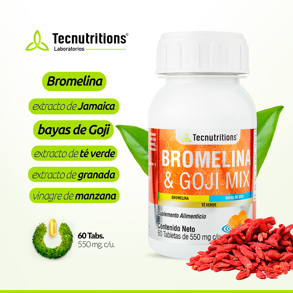 Foto 3 pulgar | Suplemento Tecnutritions Bromelina y Goji Mix