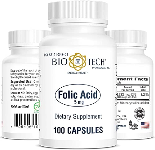 Foto 2 pulgar | Ácido Fólico Farmacéutico 5 Mg 100 Comprimidos - Venta Internacional