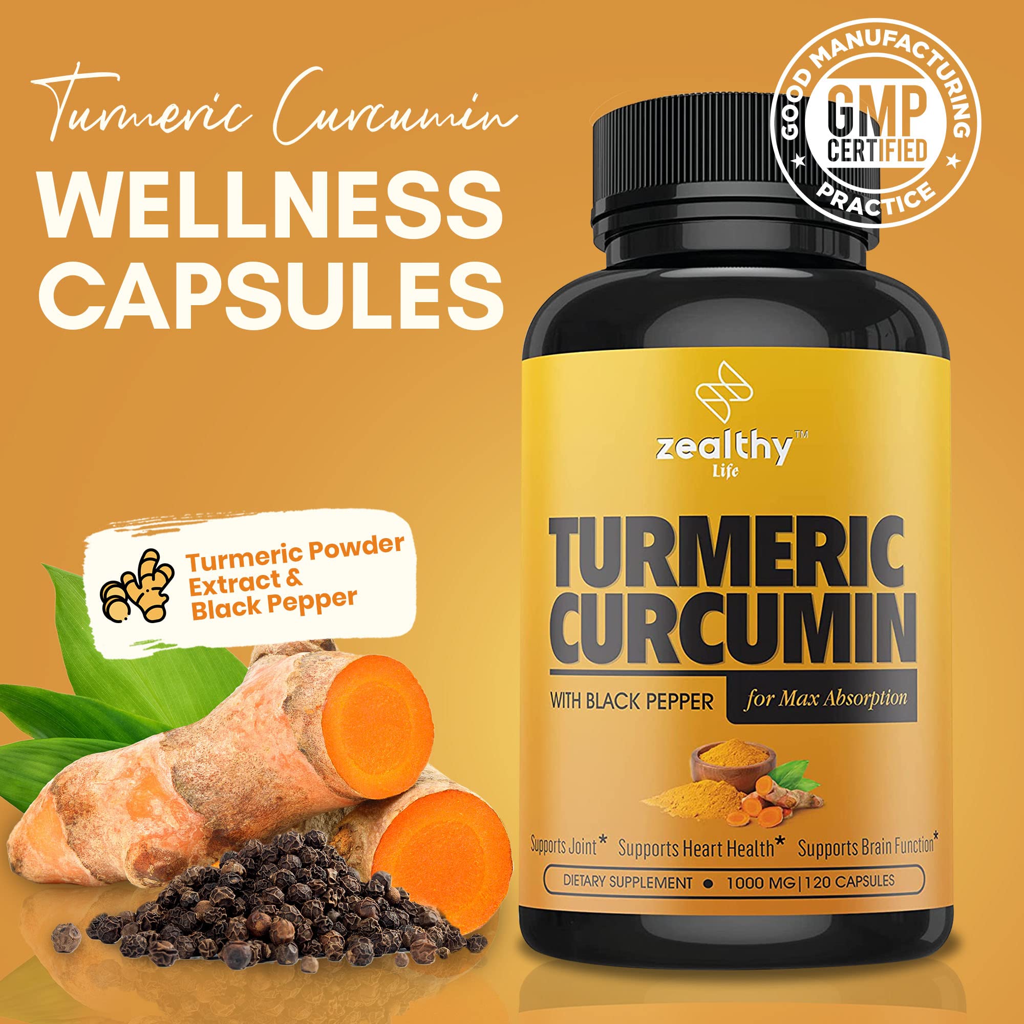 Foto 2 | Complementa La Curcumina De Cúrcuma Z Zealthy Life Con Pimienta Negra - Venta Internacional.