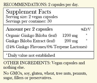 Foto 2 | Suplemento Herbal Roots Ginkgo Biloba Organic Leaf 1400 Mg - Venta Internacional.
