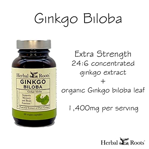 Foto 4 pulgar | Suplemento Herbal Roots Ginkgo Biloba Organic Leaf 1400 Mg - Venta Internacional.