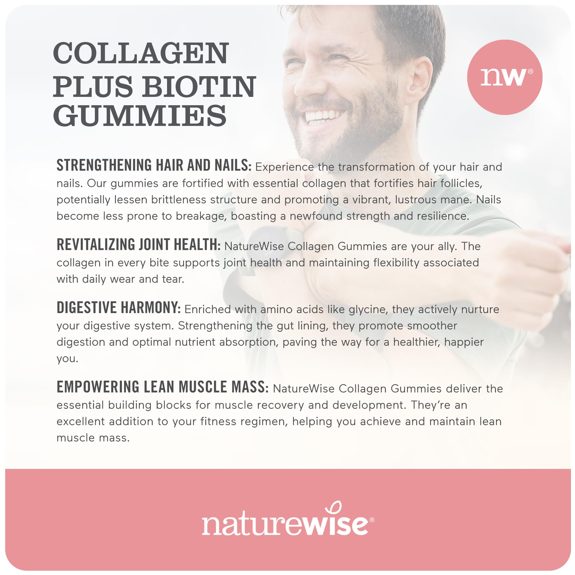 Foto 2 | Complementa Las Gomitas De Colágeno Naturewise Con Biotina, 90 Unidades - Venta Internacional.