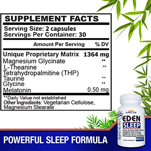 Foto 4 pulgar | Suplemento Purelife Supplements Eden Sleep 60 Cápsulas Veganas - Venta Internacional.