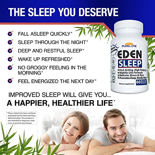 Foto 6 pulgar | Suplemento Purelife Supplements Eden Sleep 60 Cápsulas Veganas - Venta Internacional.