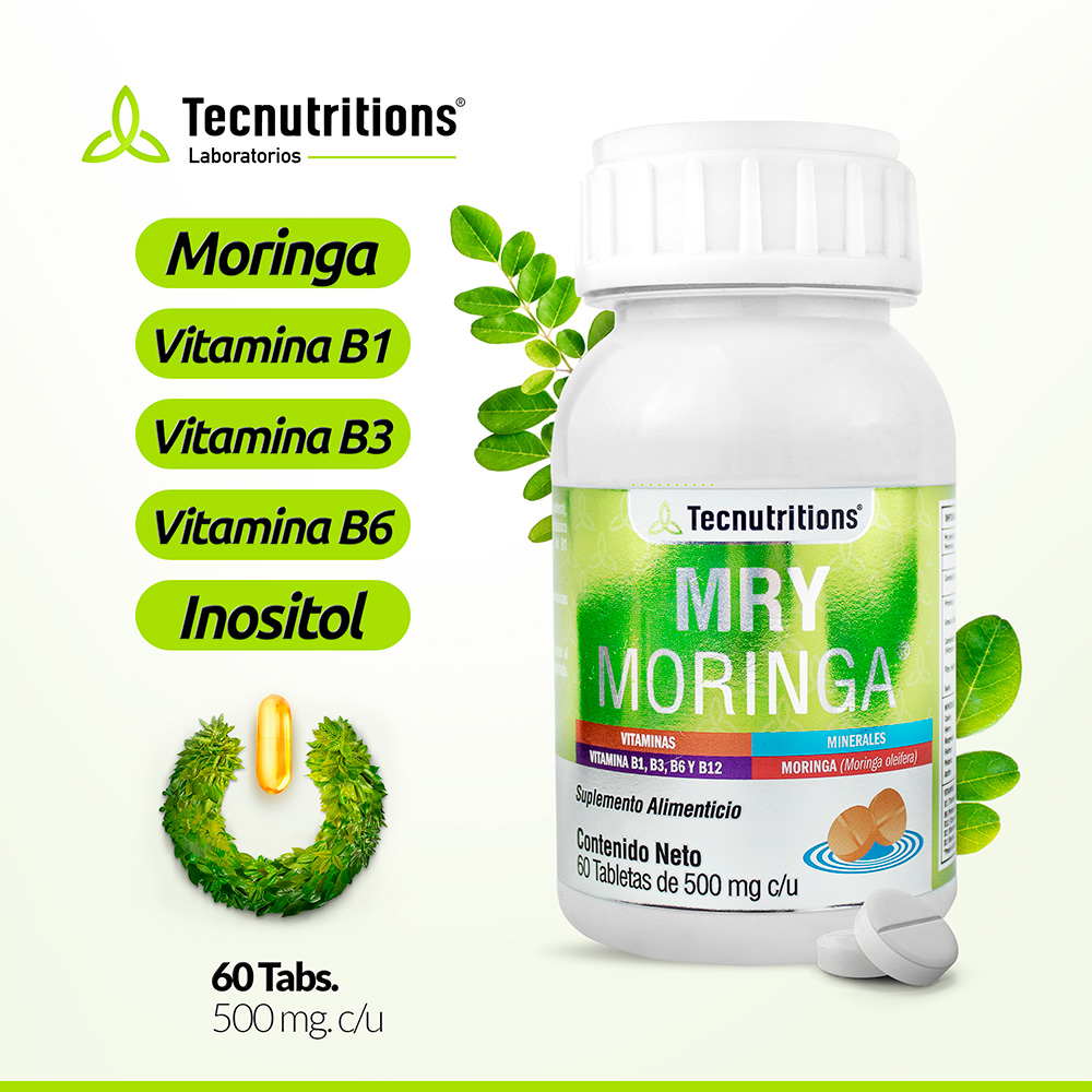 Foto 3 pulgar | Suplemento Tecnutritions Mry Moringa 60 Tabletas