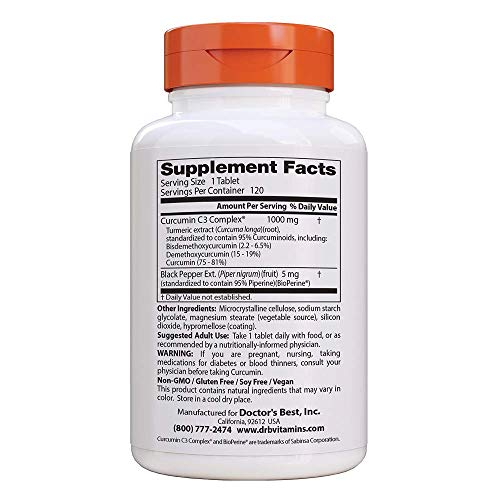 Foto 3 pulgar | Suplemento Doctor's Best Curcumina A Partir De Cúrcuma 1000 Mg 120 T - Venta Internacional.